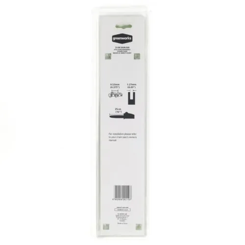 Шина Greenworks 25 см 29577 для цепной пилы Greenworks G24CS25 24V — детальное фото