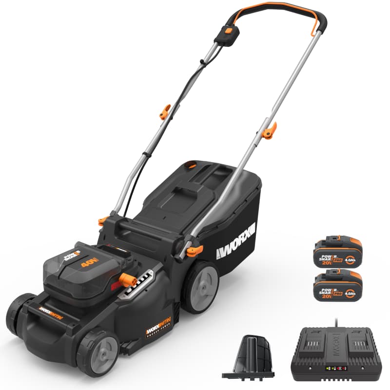 Газонокосилка WORX WG737E 40V 37см бесщеточная аккумуляторная, 2х4А*ч АКБ и ЗУ
